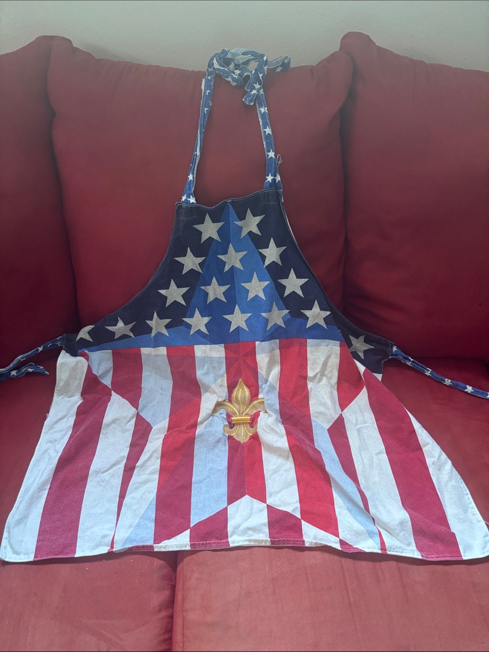Homemade America Flag Fleur de Lis apron